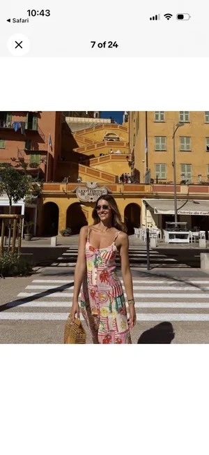 Zara Floral Pink Lemon Print Maxi Dress - Italy Inspired Summer Linnen Dress thumbnail 3