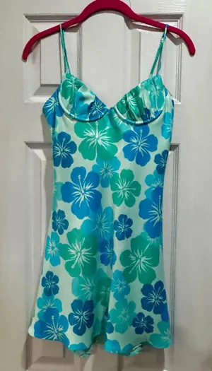 Zara Hawaiian Blue Dress thumbnail 3