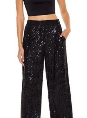 Forever 21 Black Wide Leg Sequin Pants - Size XS - NWT thumbnail 4