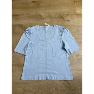 NWT Madewell puff‎ sleeve top scoop neck light blue summer supima cotton size XL thumbnail 2