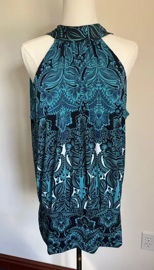 Liz Claiborne Teal and Black Halter Tunic thumbnail 1