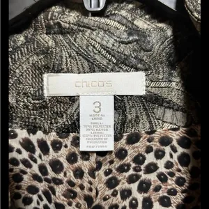 Chico’s Women’s Blazer Jacket Size XL Black Gold Paisley Open Front Lagenlook thumbnail 4
