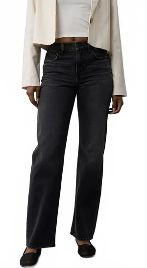 AE Embellished Strigid High-Waisted Stovepipe Jean American Eagle NWT Black 18R thumbnail 1