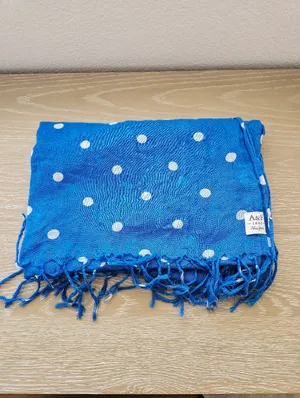 Abercrombie & Fitch A&F 1892 New York Blue White Polka Dot Fringe Scarf​ thumbnail 4