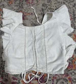 ZARA White Ruffle Top thumbnail 1