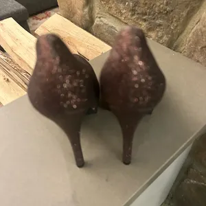 Heels Just Fabulous Shimmering Brown Glitter Heels 8 1/2 Like new-Gorgeous thumbnail 10