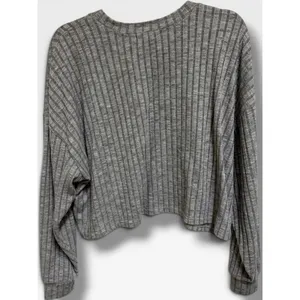 Billabong Womens Gray Ribbed Cropped Long Sleeve Top Relaxed Large L thumbnail 4