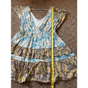 Daily Practice by Anthropologie Floral Tiered Ruffle Mini Dress Blue Medium thumbnail 5