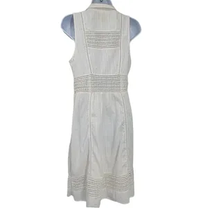 Maeve Anthropologie Dress Womens 6 Eyelet Cotton Sleeveless Midi Kentucky Derby‎ thumbnail 3
