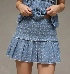 Medium AE High-Waisted Smocked Mini Skirt thumbnail 4