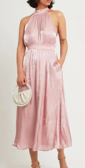 o.p.t Caralyn‎ Dress pink halter top maxi dress size medium thumbnail 1