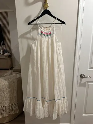 FREE PEOPLE Tip Toeing Tulip Midi Dress in Whisper White Size Small thumbnail 4