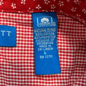 Vintage Karen Scott Red Gingham Christmas Shirt Snowman Reindeer Large Cabincore thumbnail 7