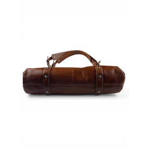 Nino Bossi Womens Leather‎ Shoulder Bag Cognac Brown Silver Hardware Zipper Top thumbnail 4