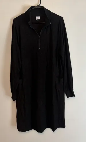 Cabi Cuddle Dress XL Black Burgundy Red Whimsigoth 1/4 Zip #4215 Pocket Collar thumbnail 1