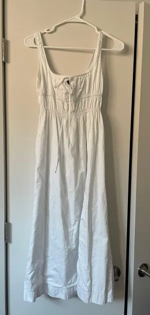 Aqua Ruched High Slit Cotton Dress thumbnail 1