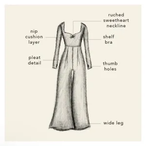 Blogilates Black Long-Sleeve sweetheart neck Wide-Leg Jumpsuit thumbnail 4