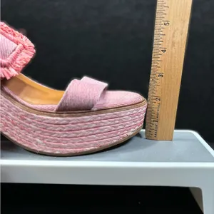Lucky‎ Brand Yidris Platform Espadrille Heels Sandals Pink Size 9M Straw Buckle thumbnail 7