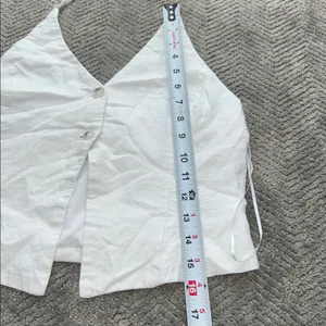 Bershka Linen Blend Halter Crop Top Button Front White Size M thumbnail 8
