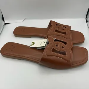 A New Day Deidra brown faux leather slide sandals women’s Size 11 thumbnail 2