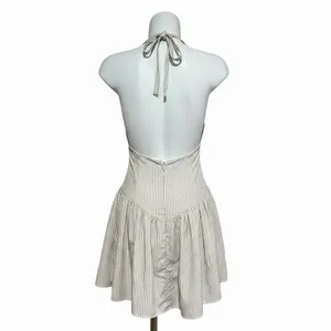 MORE TO COME Yolani Mini Dress XS NWOT Striped Halter Neck Pleated Skirt Revolve thumbnail 5
