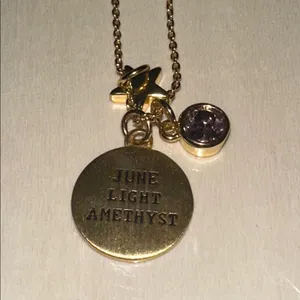Gold Amethyst Pendant Necklace thumbnail 2