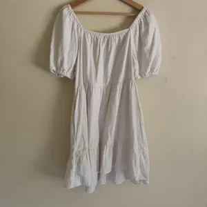 Universal Threads White Cotton Muslin Tiered Puff Sleeve Boho Mini Dress Large thumbnail 6