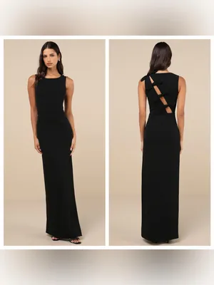 Lulu's Perfected Poise Black Bow Cutout Column Maxi Dress thumbnail 2