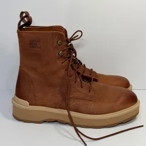 SOREL Hi Line Lace Boots Womens 9.5 Brown Leather Gorpcore Rugged Streetwear thumbnail 1