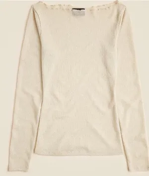 J.Crew Collection Sheer Metallic Boatneck Top Women’s XS NWT Shimmer Scalloped thumbnail 1