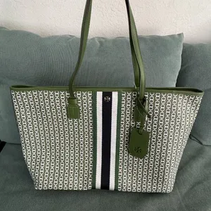 Tory burch women's Gemini link Canvas top zip tote 58450 thumbnail 1