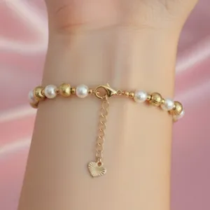 Elegant 18K Gold Filled and lab Pearl Bracelet Tarnish Free Made In Italy thumbnail 3