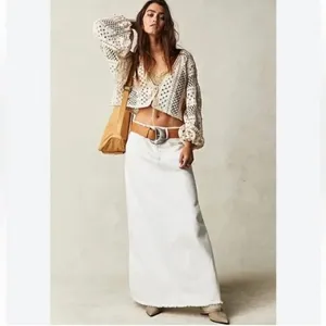 We The Free NEW Women’s Come As You Are White Denim Maxi Skirt Size 0 #C24118 thumbnail 2