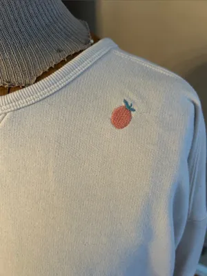 LOFT Lou & Grey Cream Pullover Sweatshirt w/Fruit Embroidery | Size Large thumbnail 5