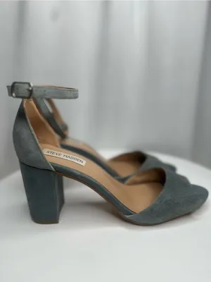 Steve Madden Mirna Gray Suede Ankle Strap Block Heel Sandals 8.5(SH126) thumbnail 3