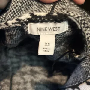 Nine West Women's XS Houndstooth Open Front Long Cardigan Black‎ White thumbnail 5