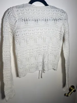 Source Unknown White Crochet Knit Tie-Front Cardigan Medium Cottage Core Bella Swan Festival thumbnail 5