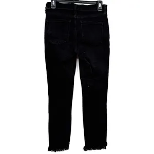 J. Crew Mercantile Size 27 Skinny Fit Black‎ Denim Pants Jeans Distressed Hem thumbnail 2