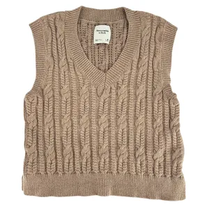 Abercrombie &‎ Fitch Cable Knit Sweater Vest Womens M Preppy 90s Office Beige thumbnail 3