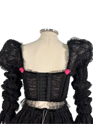 NEW For Love and Lemons romantic gothic coquette corset top mini skirt Set thumbnail 8