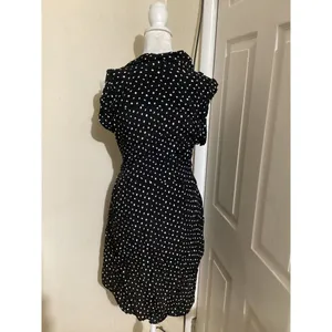 Anthropologie Tylho Dress Womens Small Black White Polka Dot Button Belted Sleeveless Pockets thumbnail 5
