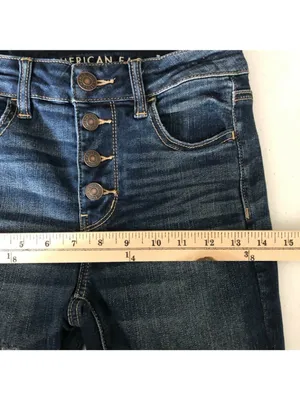 American Eagle Womens Jeans Hi-Rise Jegging Dark Wash Distressed Stretch 4 thumbnail 7