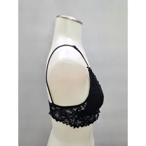 Black Goth Grunge Romantic Boudoir Bridal Cottage Lingerie Lace Bralette Small thumbnail 4