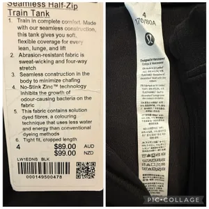 Lululemon Seamless Half Zip Training Tank Black Cropped Mock Neck Size 4 NEW thumbnail 7