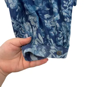 Free People Cool Meadow Printed Top Denim Combo‎ Blue Floral Size XS thumbnail 9