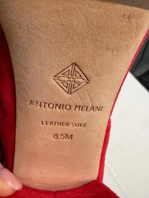 ANTONIO MELANI Lindsay Madeline Red Suede Pointed Toe Block Heel Ankle Bootie thumbnail 9