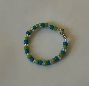 Blue and green beaded ring thumbnail 1