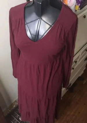 Z Supply S maroon layered modest lagenlook knit dress thumbnail 1