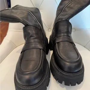 FP Movement by Free People Black Chunky Leather Ankle Boots thumbnail 1