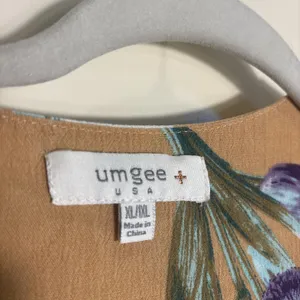 Umgee Mustard‎ Kimono Cardigan Boho Floral Coverup Lace Trim Size XL/1XL thumbnail 2